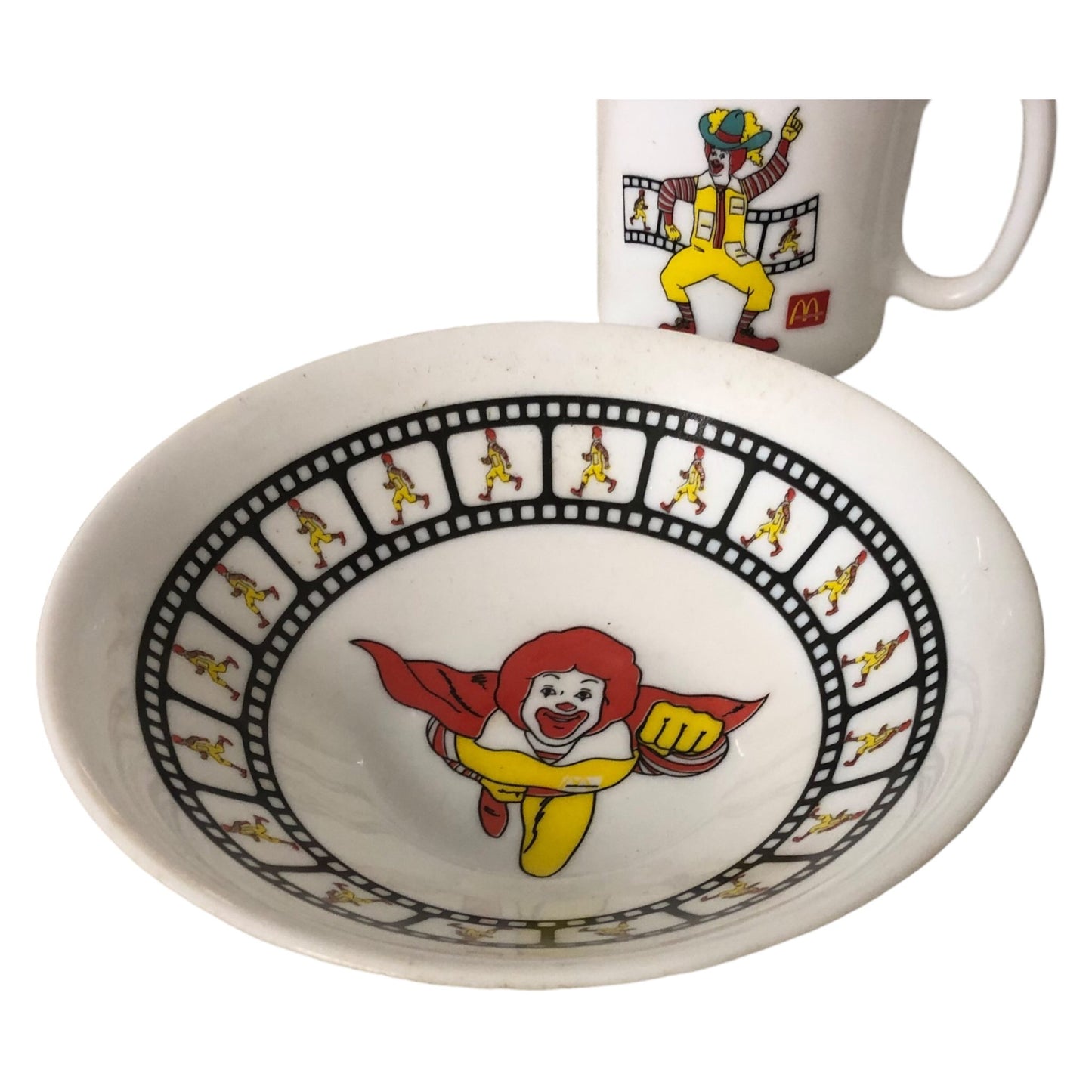 Ronald McDonald Mug et bol petit-déjeuner blanc ensemble complet vintage